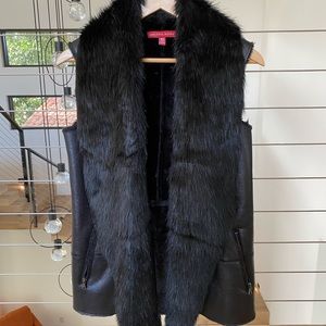 Black faux fur vest